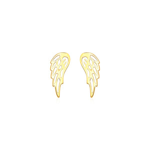 14k Yellow Gold Polished Wing Post Earrings