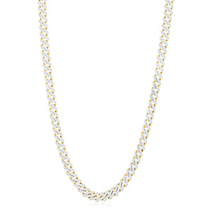 Modern Lite Edge Chain with White Pave in 14k Two Tone Gold (8.0mm)