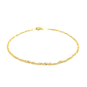 10k Yellow Gold Singapore Bracelet 1.5mm