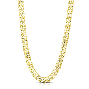 11mm 14k Yellow Gold Semi Solid Miami Cuban Chain