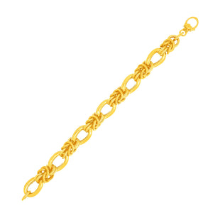 14k Yellow Gold Fancy Knotted Link Textured Bracelet