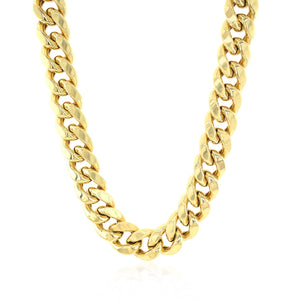 10.5mm 14k Yellow Gold Semi Solid Miami Cuban Chain