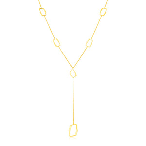 14K Yellow Gold Necklace with Abstract Honeycomb Stations