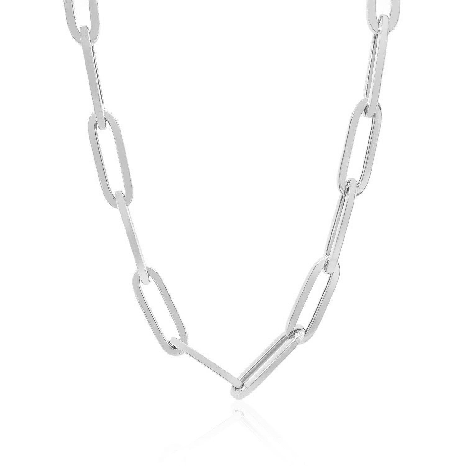 14K White Gold Wide Paperclip Chain (6.1mm)