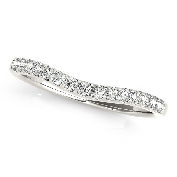 14k White Gold Round Pave Setting Curvy Diamond Wedding Band (1/4 cttw)