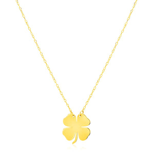 14K Yellow Gold Four Leaf Clover Necklace