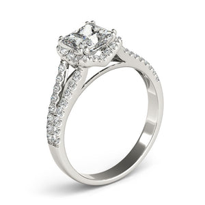 14k White Gold Princes Cut Halo Split Shank Diamond Engagement Ring (2 cttw)