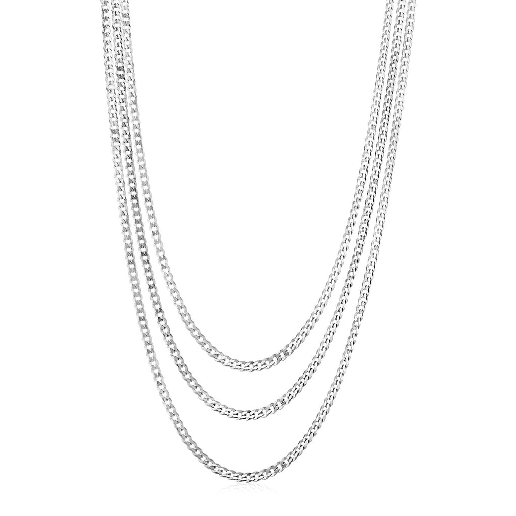 Sterling Silver Three Strand Polished Link Necklace