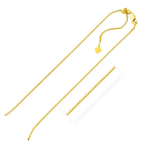 Sterling Silver Yellow Finish 1.4mm Adjustable Box Chain