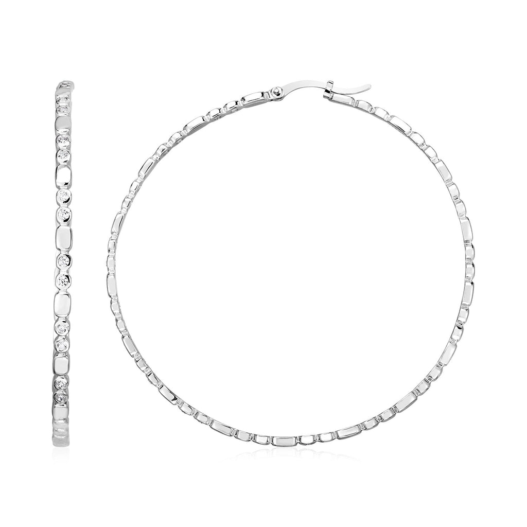 Sterling Silver Hoop Earrings with Cubic Zirconias