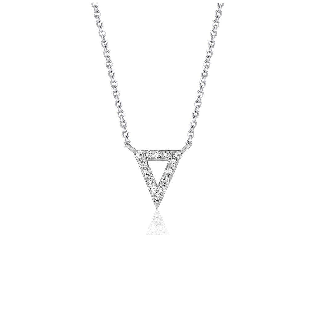 Diamond Inverted Triangle Pendant in 14k White Gold