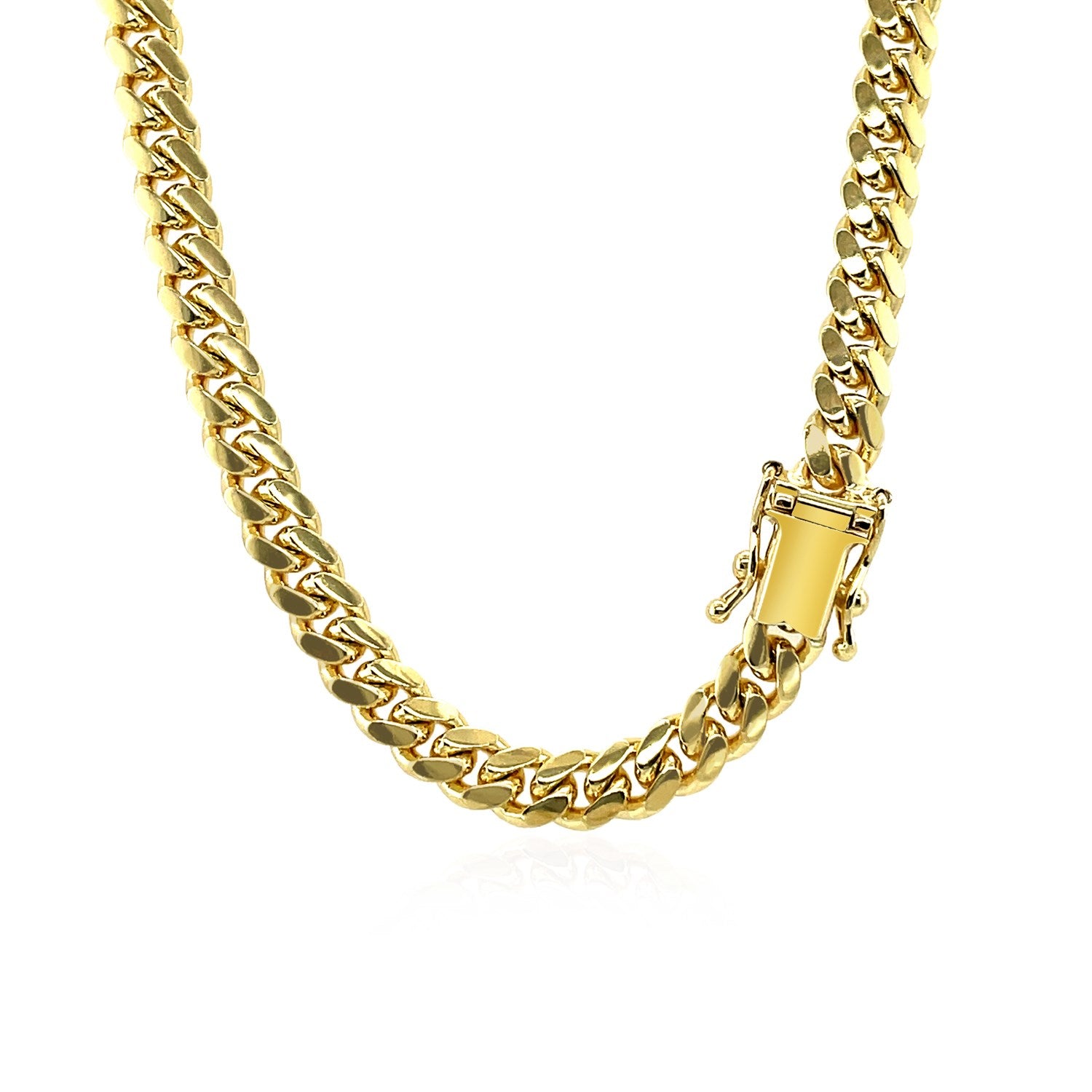 5.3mm 14k Yellow Gold Miami Cuban Semi Solid Chain