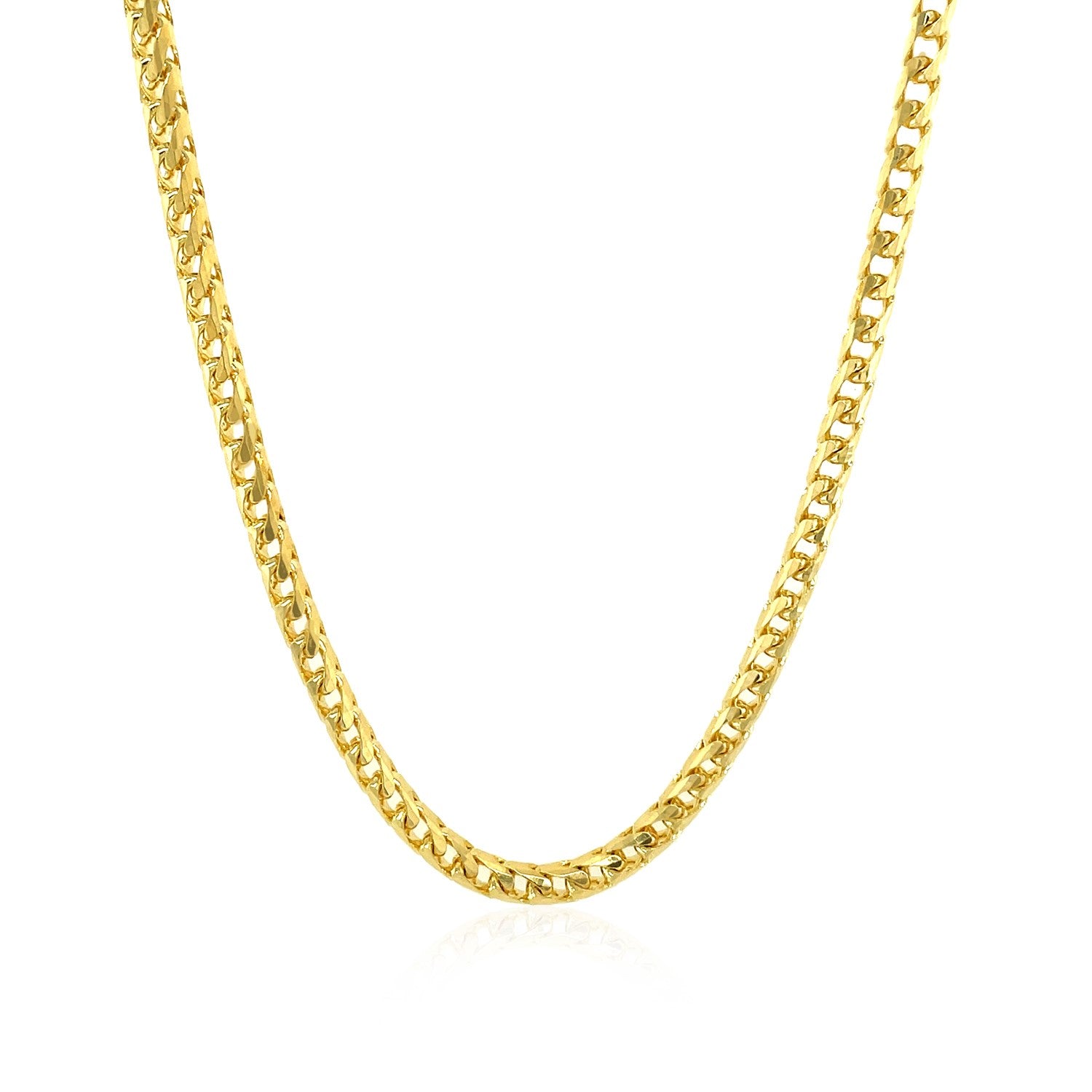 3.1mm 14k Yellow Solid Gold Diamond Cut Round Franco Chain