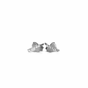 14k White Gold Textured Bar Earrings