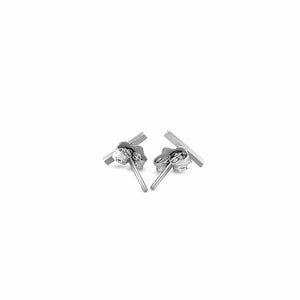 14k White Gold Textured Bar Earrings