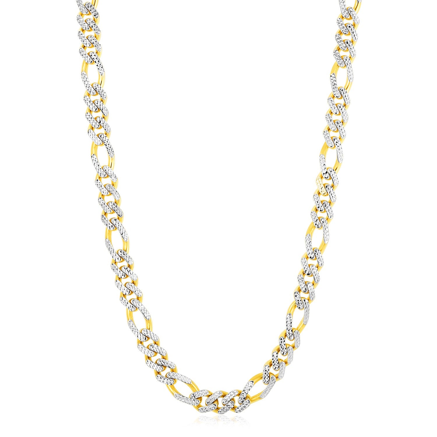 Modern Lite Figaro with White Pave Chain in 14K Yellow Gold (9.5mm)