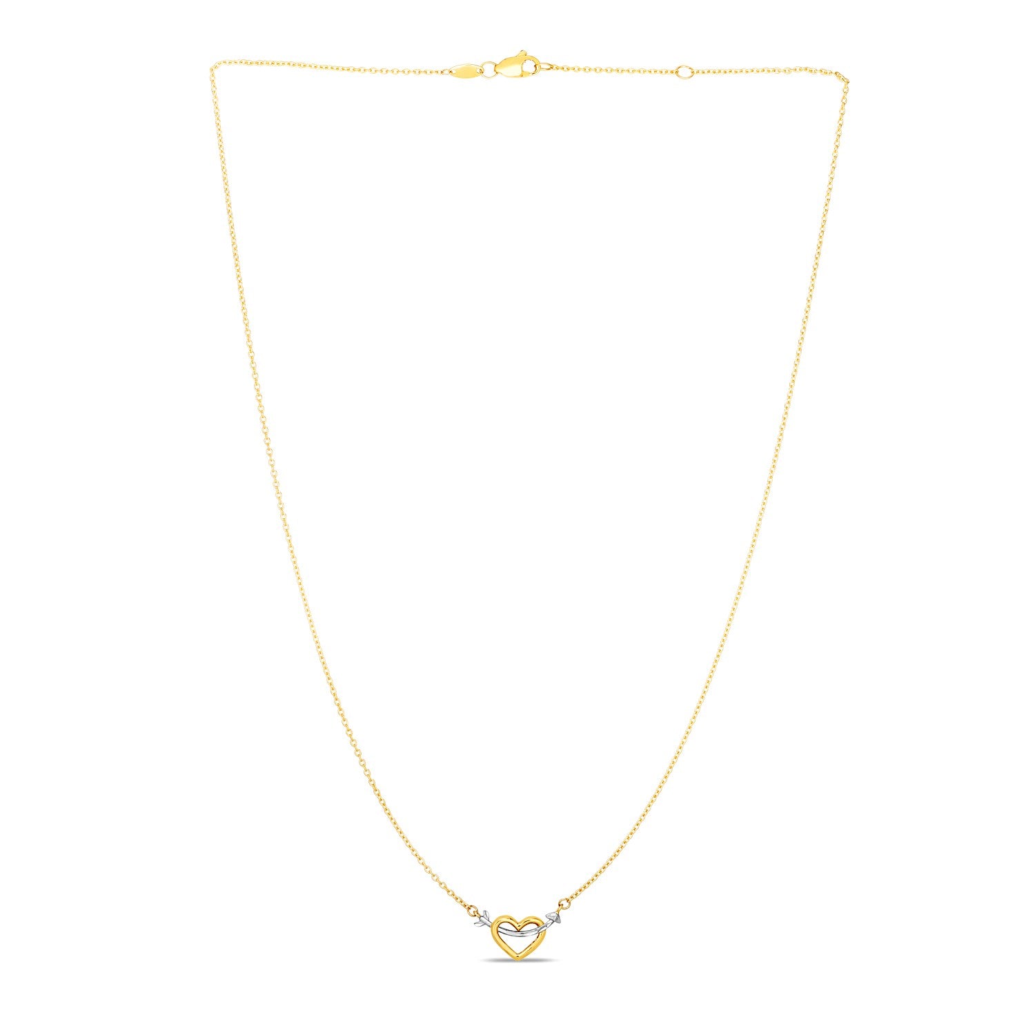 14k Two-Tone Gold Necklace with Interlaced Heart and Arrow Charm