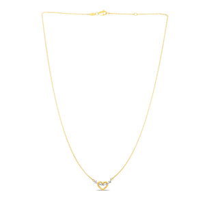 14k Two-Tone Gold Necklace with Interlaced Heart and Arrow Charm