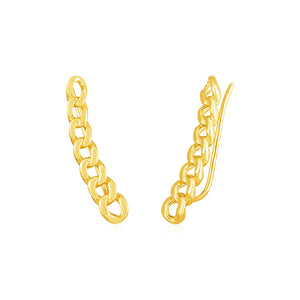 14k Yellow Gold Ear Climber Earring with Chain Links