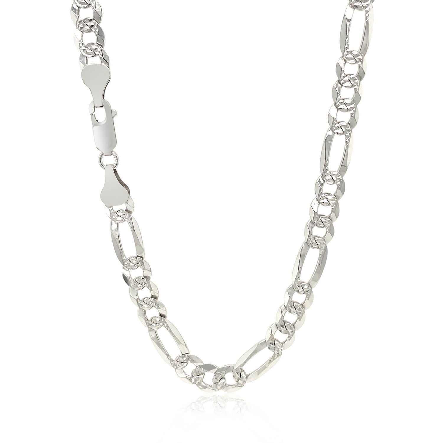 Sterling Silver Rhodium Plated Classic Figaro Chain 6.3mm