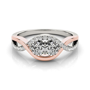 14k White And Rose Gold Infinity Style Two Stone Diamond Ring (5/8 cttw)