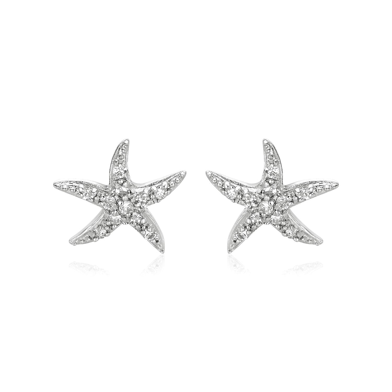 Sterling Silver Starfish Earrings with Cubic Zirconias