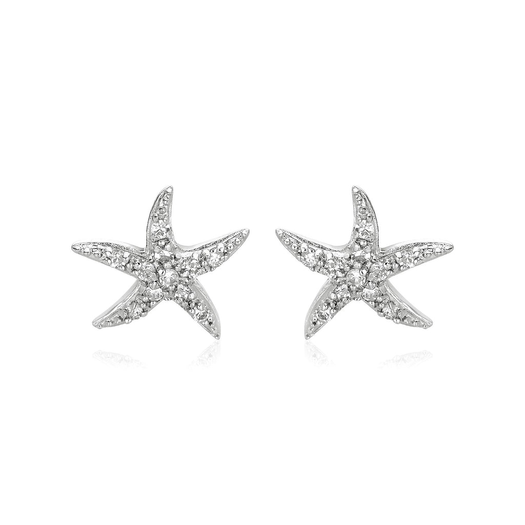 Sterling Silver Starfish Earrings with Cubic Zirconias