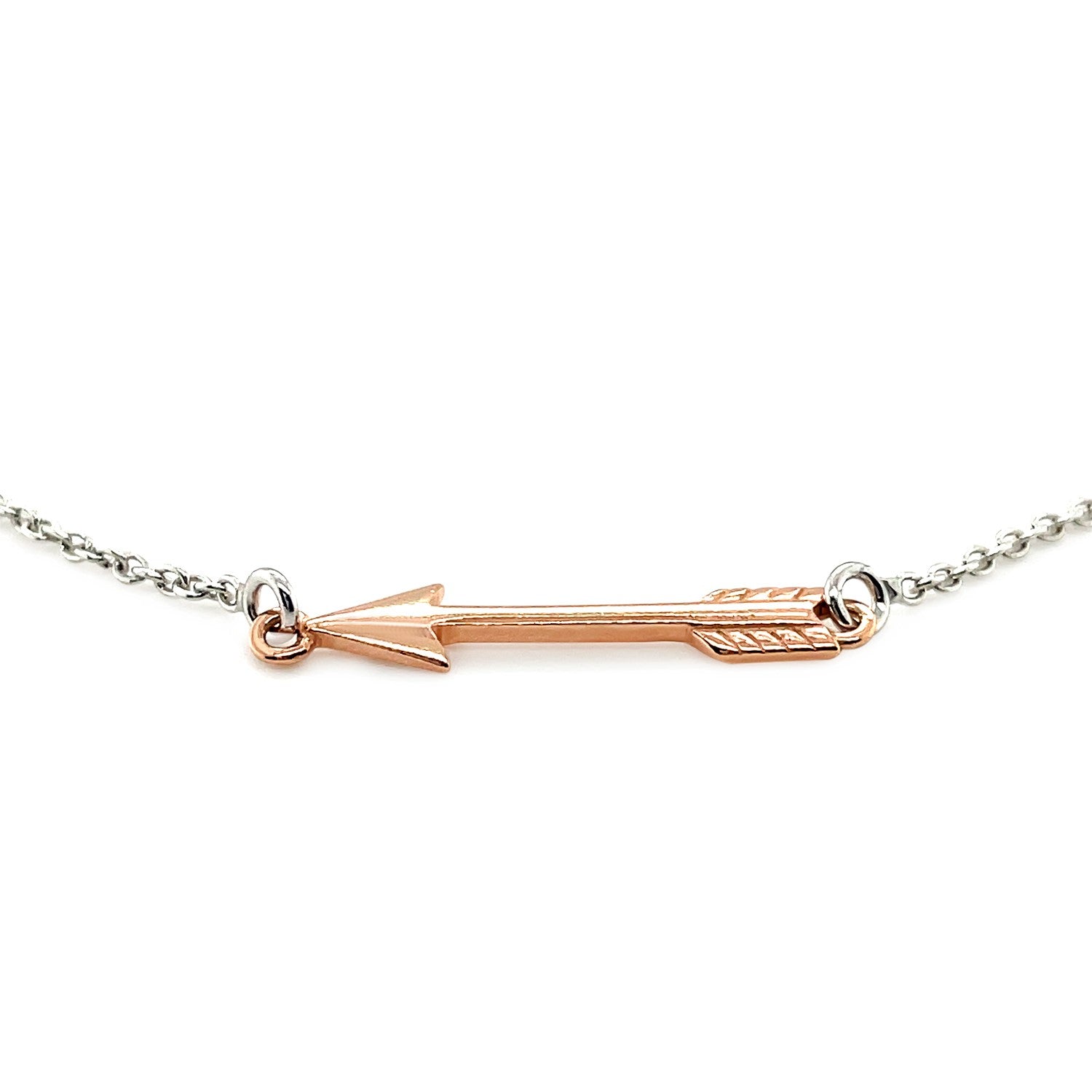 Sterling Silver Anklet with Rose Toned Arrow