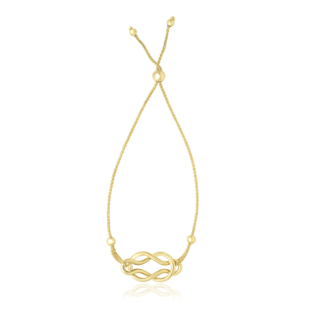 14k Yellow Gold Reef Knot Style Adjustable Lariat Bracelet