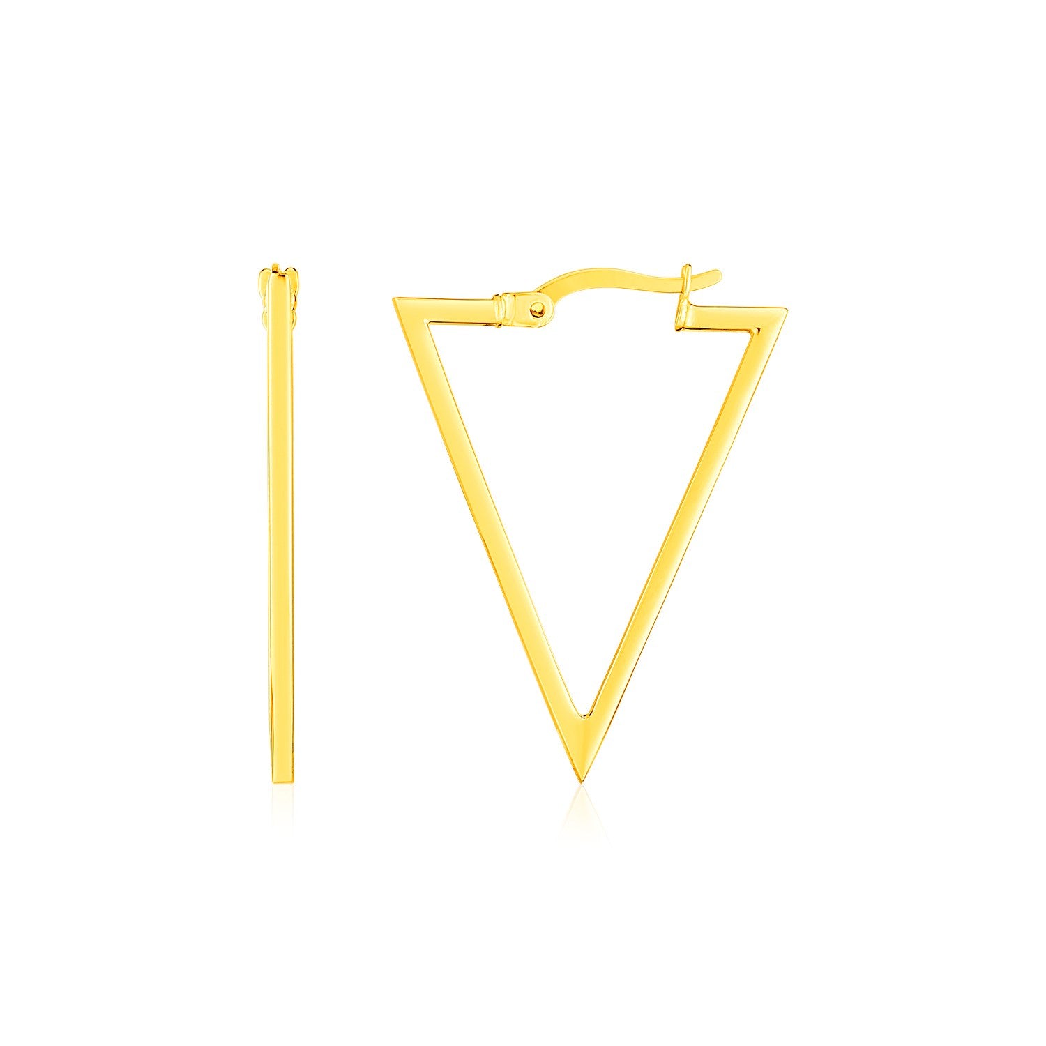 14K Yellow Gold Triangle Hoop Earrings