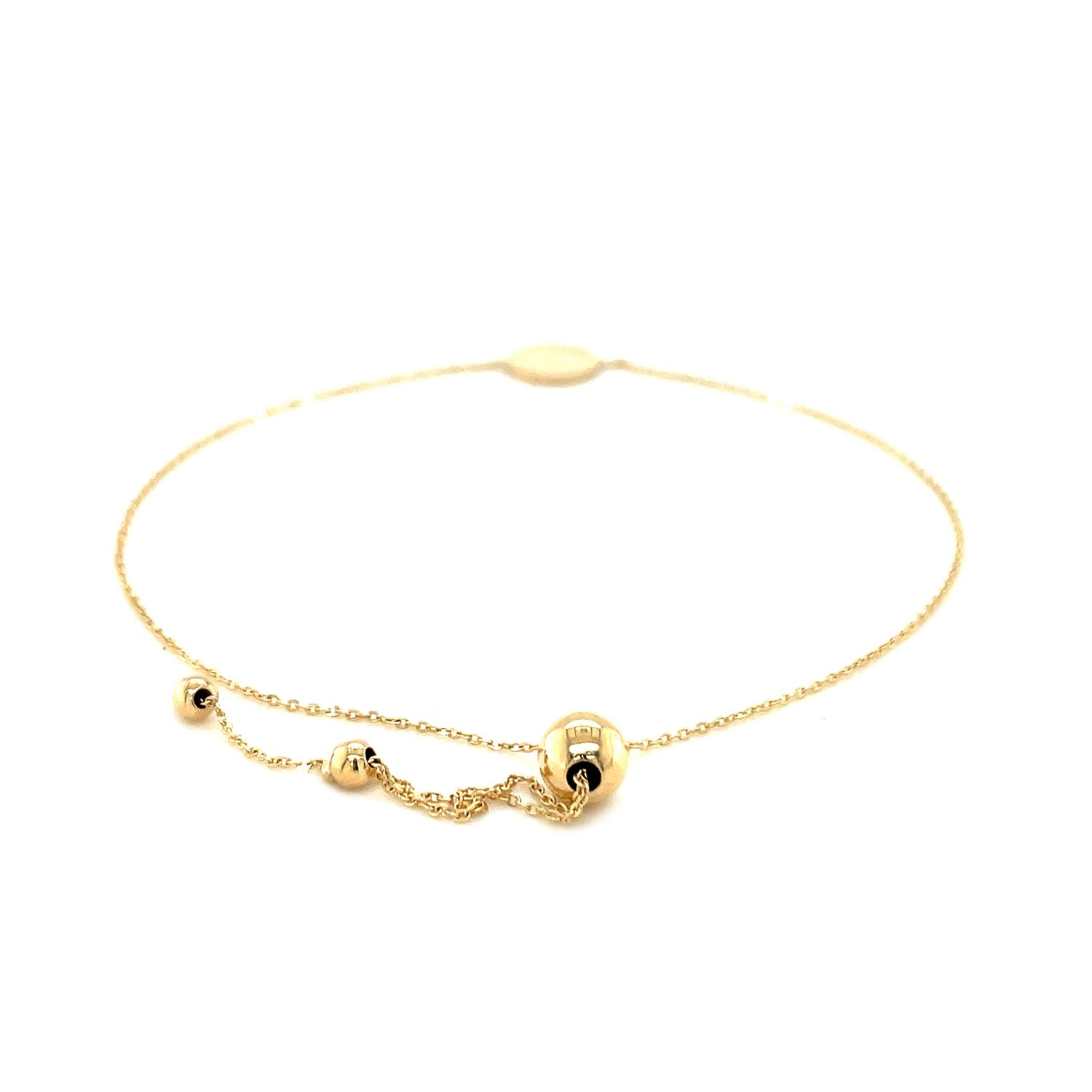 Adjustable Bracelet with Shiny Circle in 14k Yellow Gold