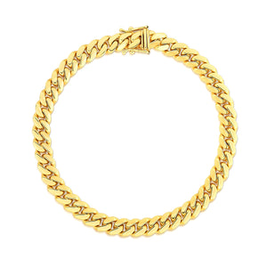 7.0mm 14k Yellow Gold Classic Miami Cuban Solid Bracelet