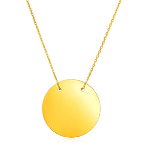 14k Yellow Gold 18 inch Necklace with Polished Circle