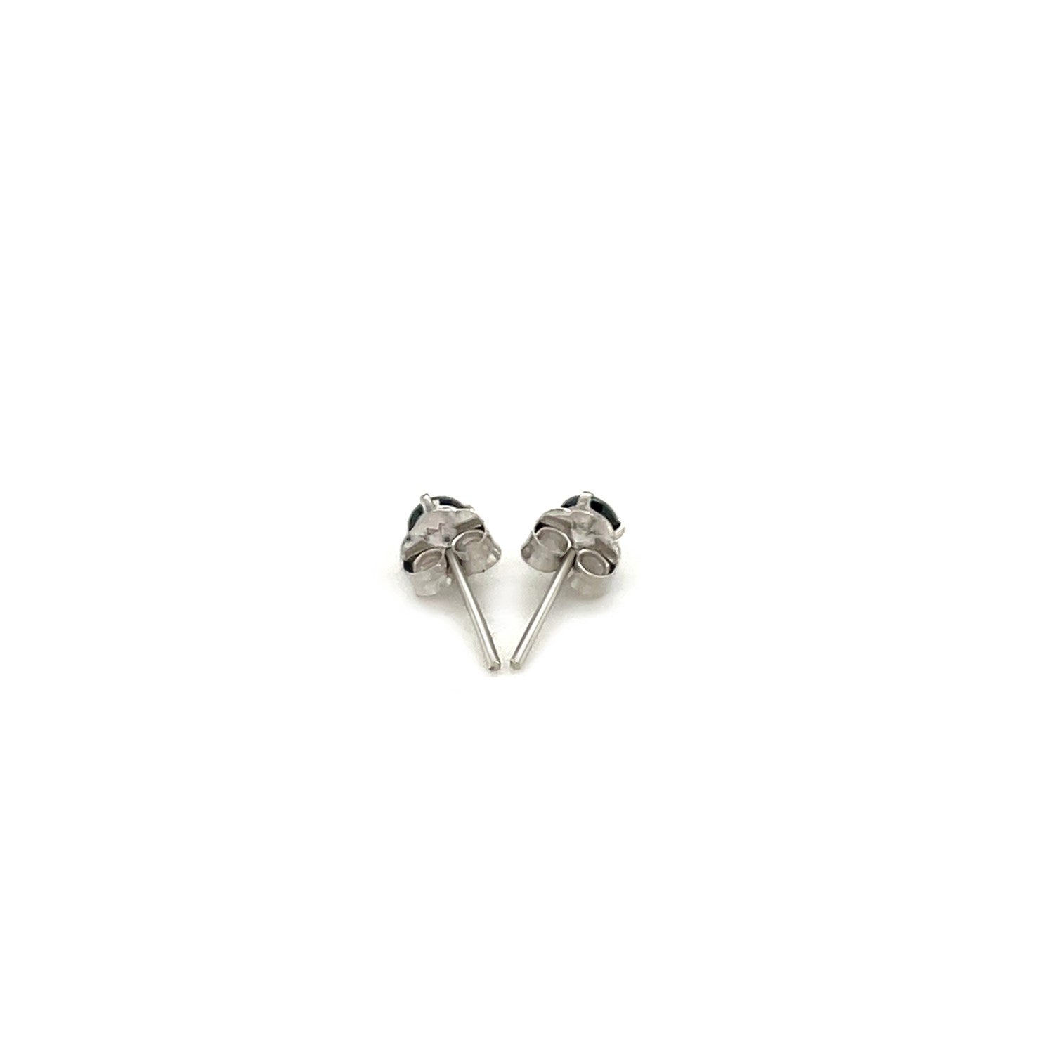 14k White Gold Black 3mm Faceted Cubic Zirconia Stud Earrings