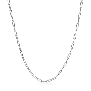 14k White Gold Adjustable Paperclip Chain 1.5mm