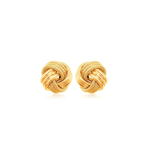 10k Yellow Gold Love Knot with Ridge Texture Earrings