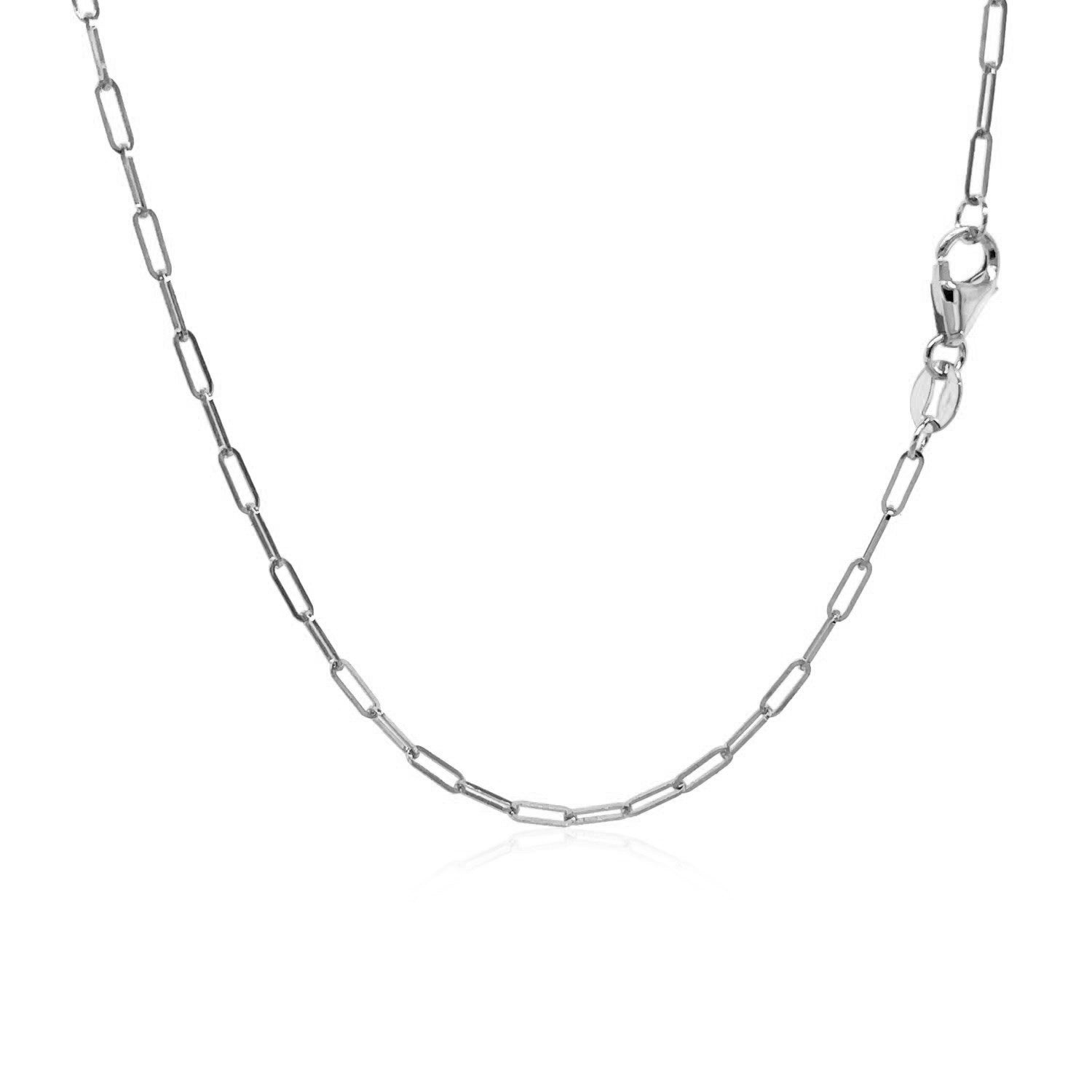 14K White Gold Fine Paperclip Chain (1.5mm)