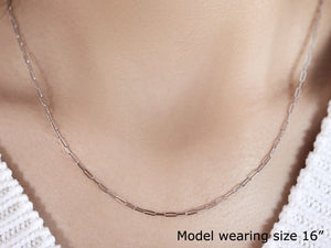 14K White Gold Fine Paperclip Chain (1.5mm)