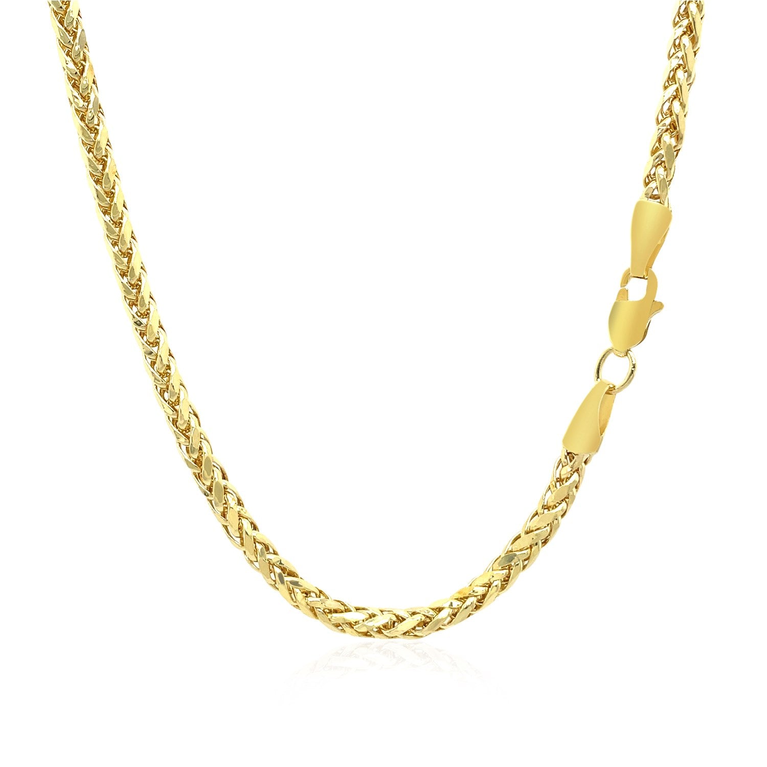 2.7mm 14k Yellow Gold Diamond Cut Round Franco Chain