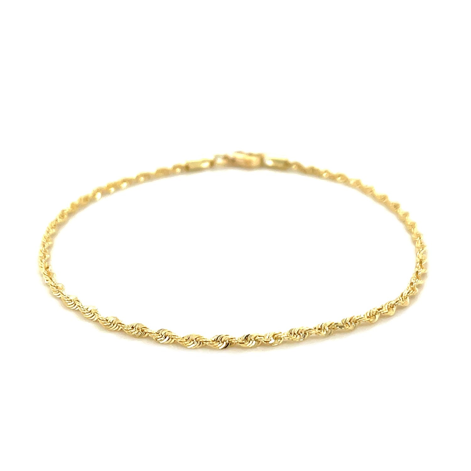 2.0mm 10k Yellow Gold Diamond Cut Rope Anklet