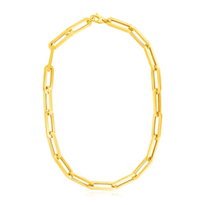 14k Yellow Gold Extra Wide Paperclip Chain Necklace