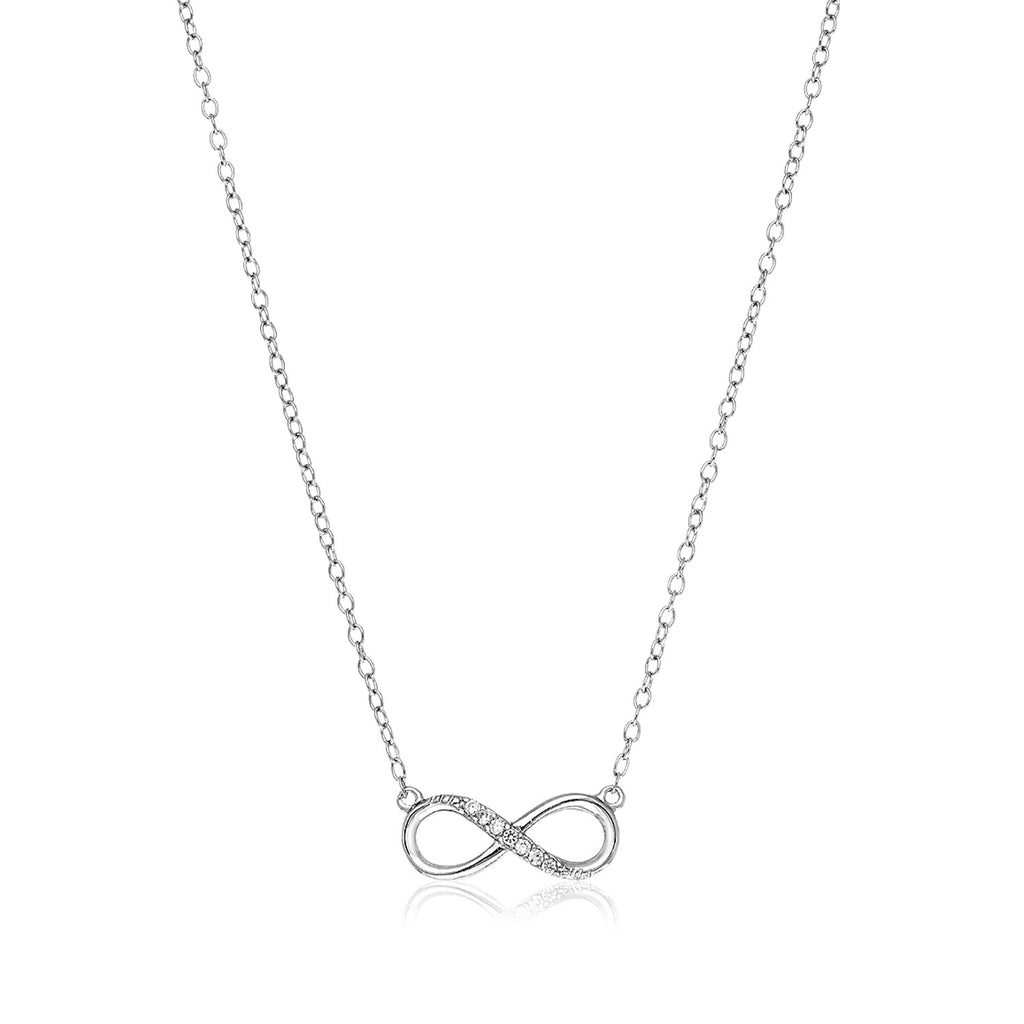 Sterling Silver Petite Infinity Symbol Necklace with Cubic Zirconias