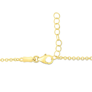 14k Yellow Gold Childrens Bracelet with Teddy Bear Heart and Bar