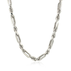 Sterling Silver Rhodium Plated Figarope Chain 5.0mm