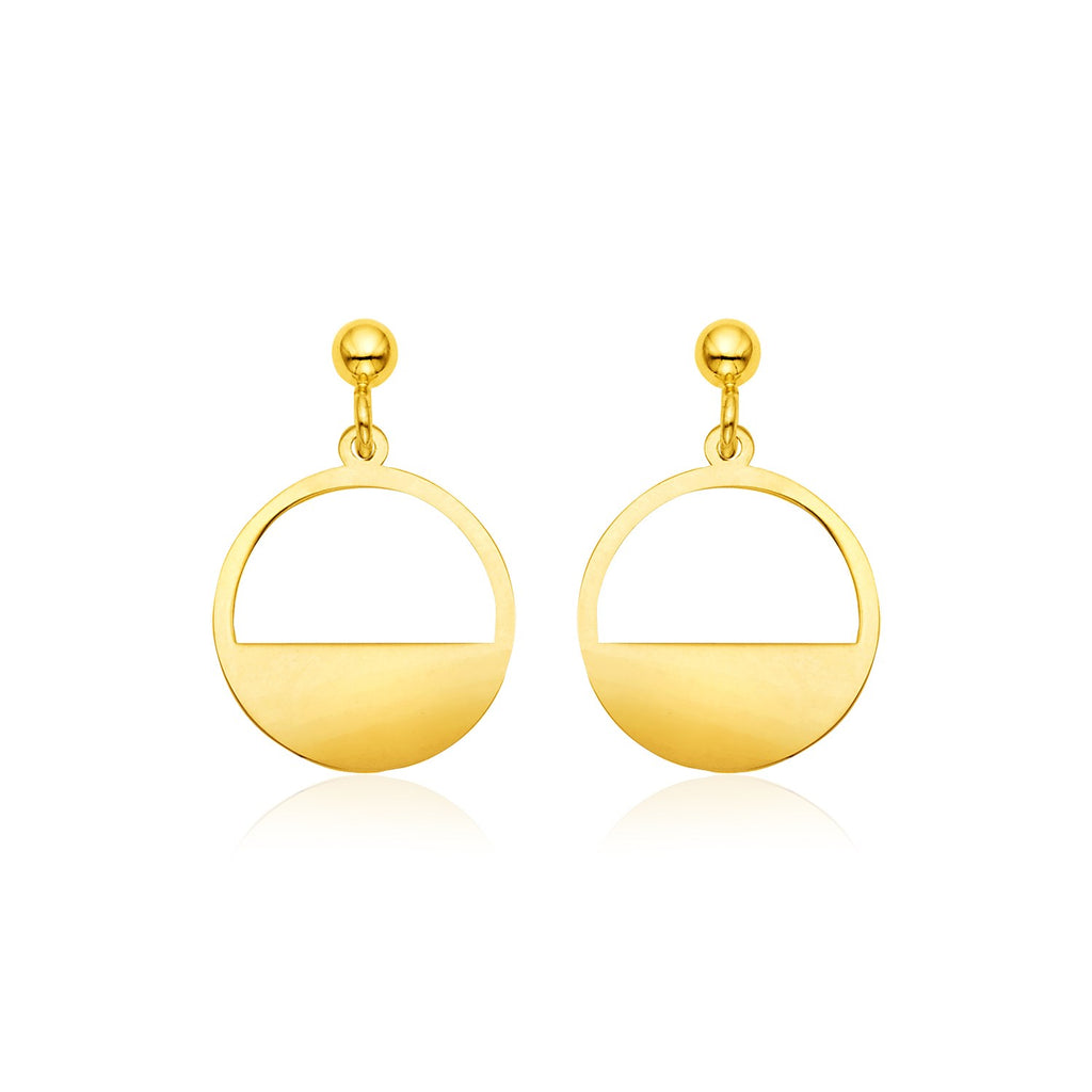 14k Yellow Gold Half Open Circle Earrings