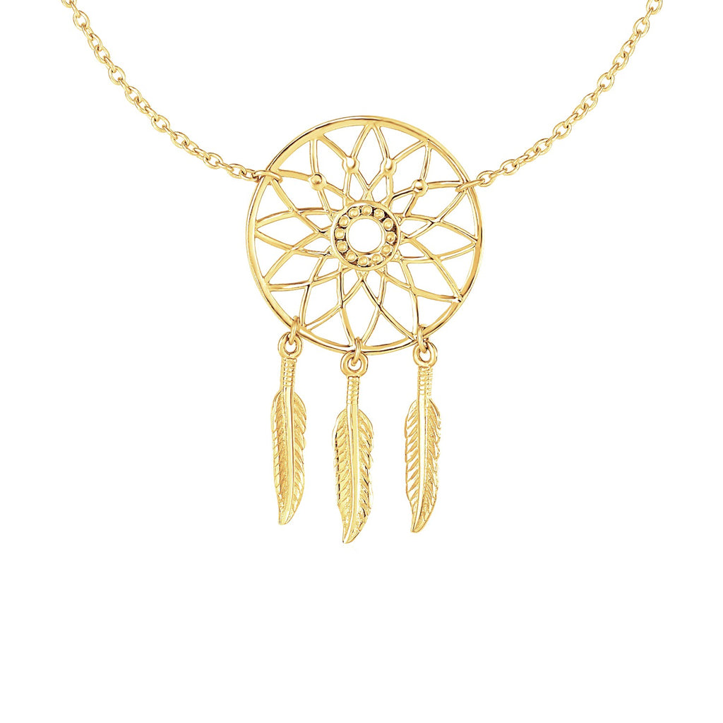 Dream Catcher Pendant in 14k Yellow Gold