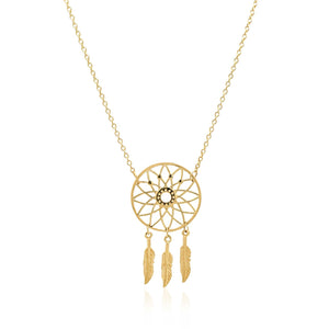 Dream Catcher Pendant in 14k Yellow Gold