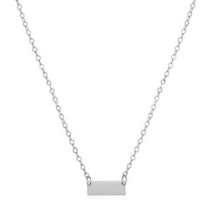 14k White Gold Polished Mini Bar Necklace