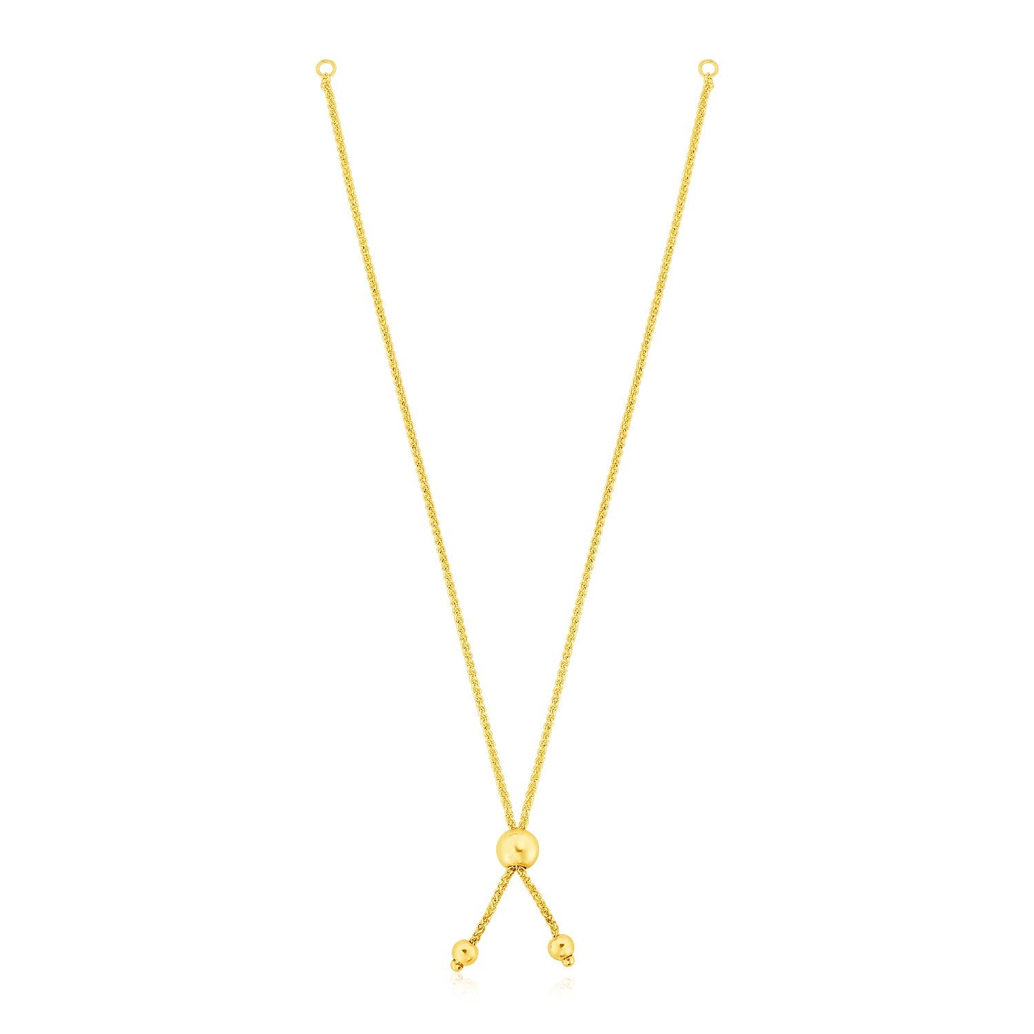 14k Yellow Gold 8 inch Adjustable Friendship Bracelet Chain with Ball Slide