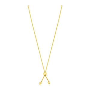 14k Yellow Gold 8 inch Adjustable Friendship Bracelet Chain with Ball Slide